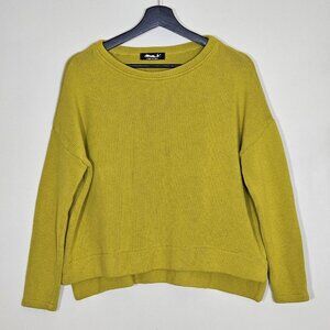 Mama B. Sweater Womens XS Yellow Mustard LS Boho Oversize Cropped Cotton Blend